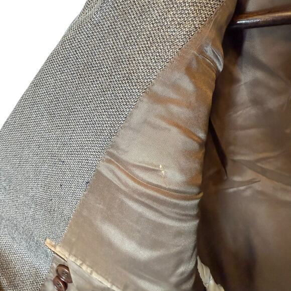 Canali Men's Wool Silk Blend Tweed Brown Blazer Made in Italy size 44L - Picture 10 of 10
